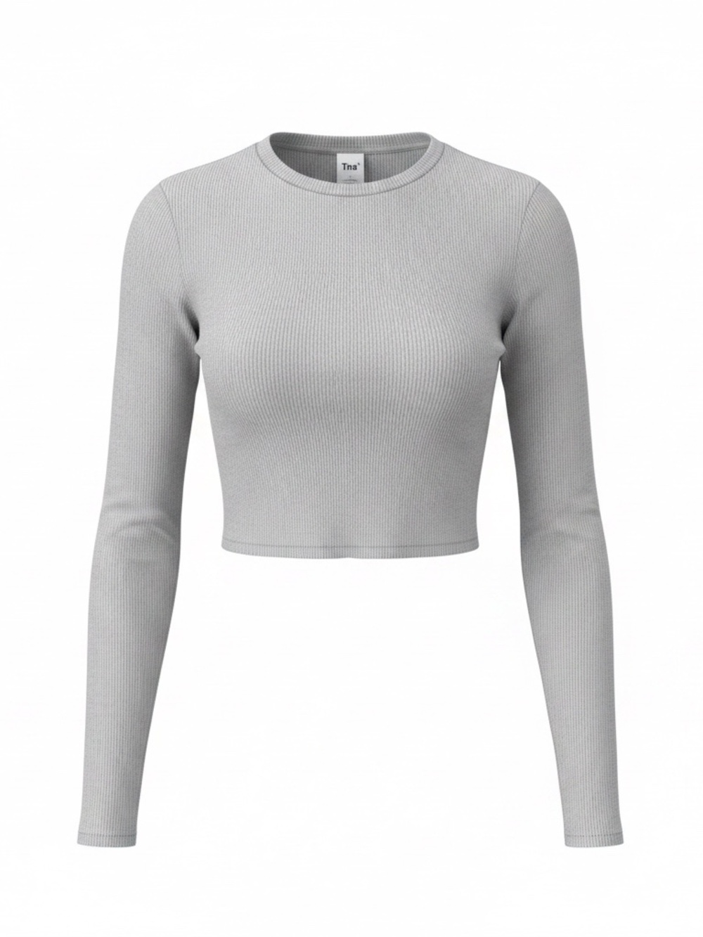 Aritzia TNA Ribbed Cropped Long Sleeve - Grey - Small